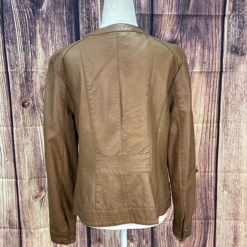 Charter club tan faux leather zipper jacket women’s size M - Picture 5 of 16